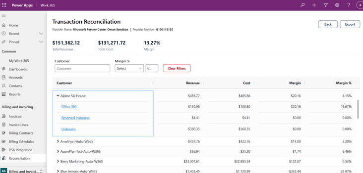 Automated reconciliation workflows aligned with Microsoft CSP billing